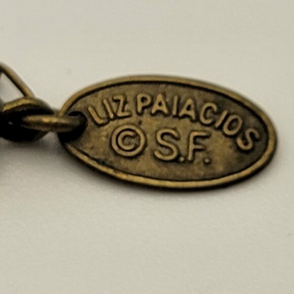 Liz Palacios S.F. Black Crystal Flower Charm Necklace 17 In Brass Spring Ring - Picture 6 of 9